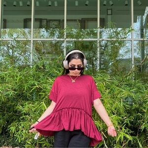 Red peplum drop waist tshirt